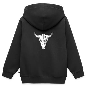 Wilder Westen Logo - Kinder Premium Organic Zip Hoodie - Schwarz - Hinten - AI Model Kid Male (0cm)