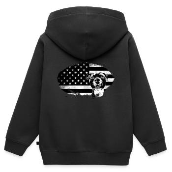 American Staffordshire / Staff / Camp Dog Dogs - Kids Premium Organic Zip-up Hoodie - black - Back - AI Model Kid Male (0cm)