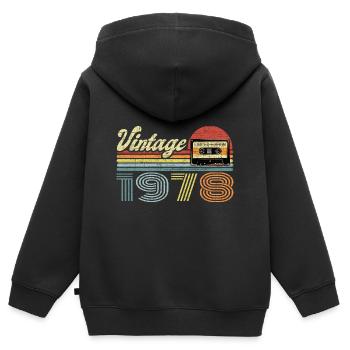 Vintage 1978 Cassette Mixtape - 43e anniversaire - Sweat Premium à capuche zippé enfant bio - noir - Dos - AI Model Kid Male (0cm)