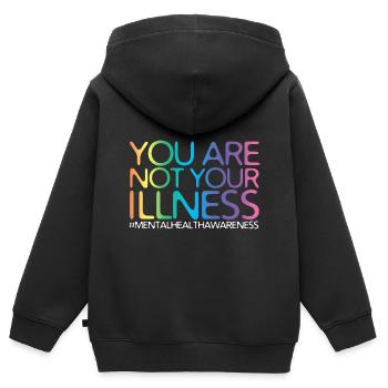 Santé mentale Mentale Gesundheit - Sweat Premium à capuche zippé enfant bio - noir - Dos - AI Model Kid Male (0cm)