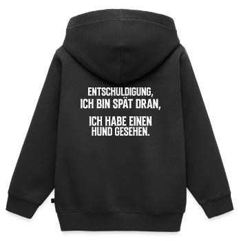 Entschuldigung ich habe einen Hund gesehen - Kinder Premium Organic Zip Hoodie - Schwarz - Hinten - AI Model Kid Male (0cm)