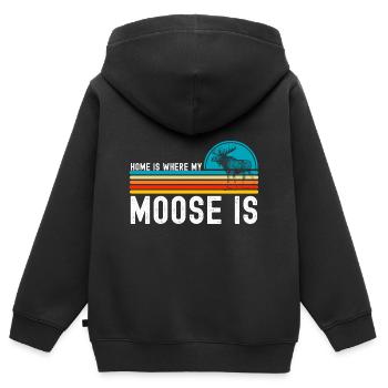 Elch - Kinder Premium Organic Zip Hoodie - Schwarz - Hinten - AI Model Kid Male (0cm)