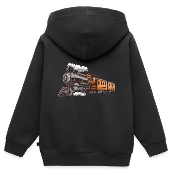 Dampflok auf Tour - Kinder Premium Organic Zip Hoodie - Schwarz - Hinten - AI Model Kid Male (0cm)