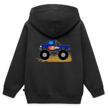 Monstertruck für Kinder - Kinder Premium Organic Zip Hoodie - Schwarz - Hinten - AI Model Kid Male (0cm)