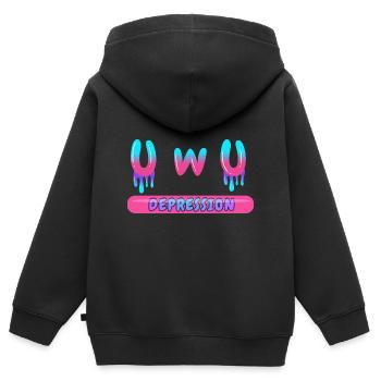 Uwu-Depression Yami Kawaii Lähmende Depression - Kinder Premium Organic Zip Hoodie - Schwarz - Hinten - AI Model Kid Male (0cm)