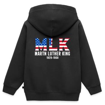 MARTIN LUTHER KÖNIG - Kinder Premium Organic Zip Hoodie - Schwarz - Hinten - AI Model Kid Male (0cm)