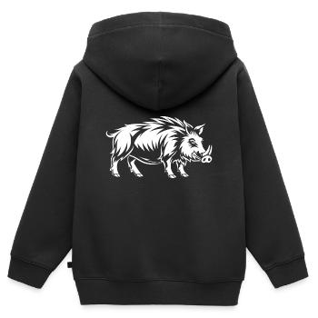 Wildschwein - Kinder Premium Organic Zip Hoodie - Schwarz - Hinten - AI Model Kid Male (0cm)