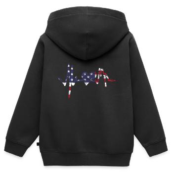 Amerika mit Herzschlag - Kinder Premium Organic Zip Hoodie - Schwarz - Hinten - AI Model Kid Male (0cm)