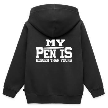 Mon stylo est plus grand que le vôtre - Sweat Premium à capuche zippé enfant bio - noir - Dos - AI Model Kid Male (0cm)