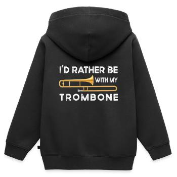 Trombone trombone trombone trombone don trombones - Sweat Premium à capuche zippé enfant bio - noir - Dos - AI Model Kid Male (0cm)
