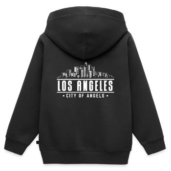 Los Angeles City Of Angels - Kinder Premium Organic Zip Hoodie - Schwarz - Hinten - AI Model Kid Male (0cm)