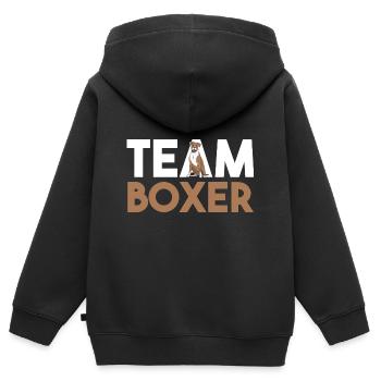 Boxer pour chien - Sweat Premium à capuche zippé enfant bio - noir - Dos - AI Model Kid Male (0cm)