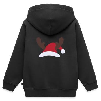 Weihnachten Weihnachtsmann Mütze Geweih - Kinder Premium Organic Zip Hoodie - Schwarz - Hinten - AI Model Kid Male (0cm)