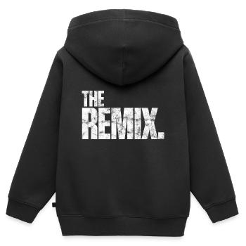 The Remix - Sweat Premium à capuche zippé enfant bio - noir - Dos - AI Model Kid Male (0cm)