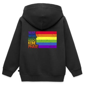 War wohl doch keine Phase Regenbogen Demonstration - Kinder Premium Organic Zip Hoodie - Schwarz - Hinten - AI Model Kid Male (0cm)