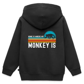Singe - Sweat Premium à capuche zippé enfant bio - noir - Dos - AI Model Kid Male (0cm)