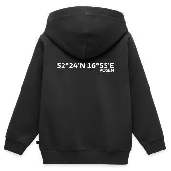 Posen Koordinaten - Kinder Premium Organic Zip Hoodie - Schwarz - Hinten - AI Model Kid Male (0cm)