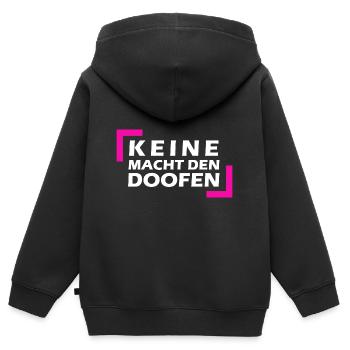 Keine Macht den Doofen - Kinder Premium Organic Zip Hoodie - Schwarz - Hinten - AI Model Kid Male (0cm)