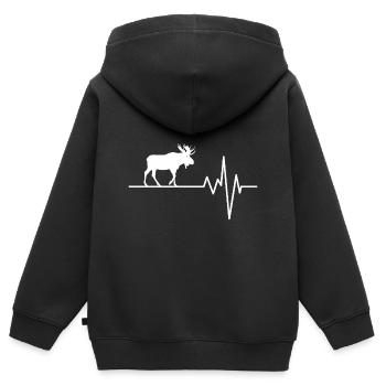 Elch - Kinder Premium Organic Zip Hoodie - Schwarz - Hinten - AI Model Kid Male (0cm)
