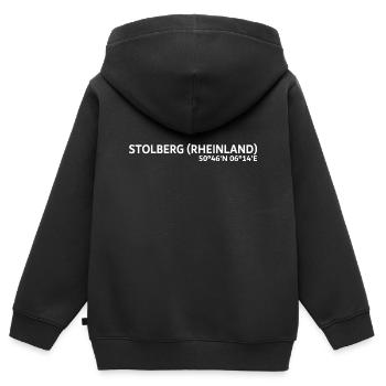 Stolberg (Rheinland) Koordinaten - Kinder Premium Organic Zip Hoodie - Schwarz - Hinten - AI Model Kid Male (0cm)