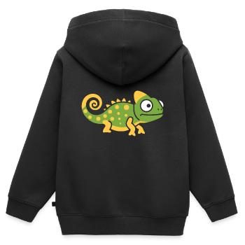 caméléon - Sweat Premium à capuche zippé enfant bio - noir - Dos - AI Model Kid Male (0cm)