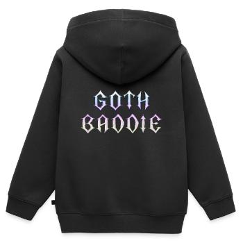 Méchant gothique ! Gothique Fille Gothique Esthétique - Sweat Premium à capuche zippé enfant bio - noir - Dos - AI Model Kid Male (0cm)