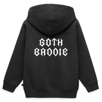 Méchant gothique ! Gothique Fille Gothique Esthétique - Sweat Premium à capuche zippé enfant bio - noir - Dos - AI Model Kid Male (0cm)