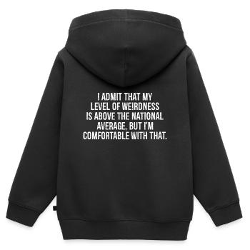 Ich gebe zu, dass mein Grad an Verrücktheit über dem liegt. - Kinder Premium Organic Zip Hoodie - Schwarz - Hinten - AI Model Kid Male (0cm)