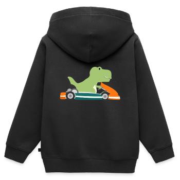 Gokart Trex - Sweat Premium à capuche zippé enfant bio - noir - Dos - AI Model Kid Male (0cm)