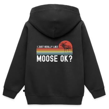 Elch - Kinder Premium Organic Zip Hoodie - Schwarz - Hinten - AI Model Kid Male (0cm)