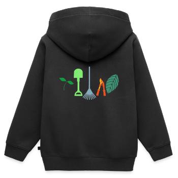 Gartenarbeit Gartengeräte - Kinder Premium Organic Zip Hoodie - Schwarz - Hinten - AI Model Kid Male (0cm)