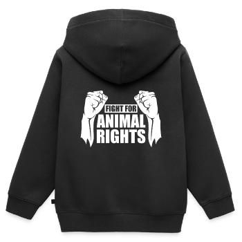 FIGHT FOR ANIMAL RIGHTS - Kinder Premium Organic Zip Hoodie - Schwarz - Hinten - AI Model Kid Male (0cm)