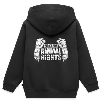FIGHT FOR ANIMAL RIGHTS - Kinder Premium Organic Zip Hoodie - Schwarz - Hinten - AI Model Kid Male (0cm)