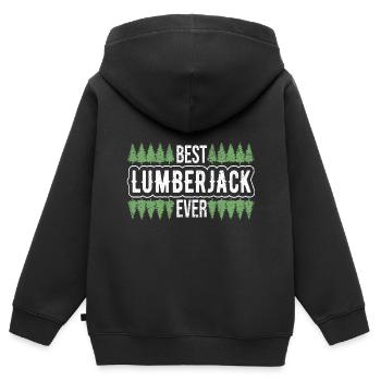 Bûcheron Bûcheron Tronçonneuse - Sweat Premium à capuche zippé enfant bio - noir - Dos - AI Model Kid Male (0cm)