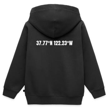 Oakland California USA Koordinaten - Kinder Premium Organic Zip Hoodie - Schwarz - Hinten - AI Model Kid Male (0cm)