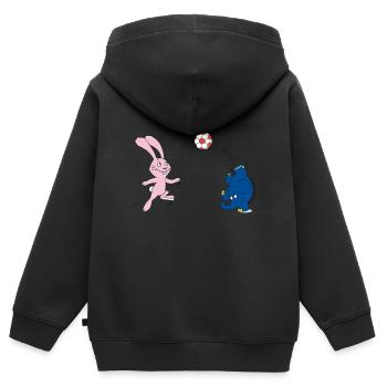 Elefant und Hase spielen Fussball - Kinder Premium Organic Zip Hoodie - Schwarz - Hinten - AI Model Kid Male (0cm)
