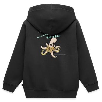 Kommissar Ärmchen - Kinder Premium Organic Zip Hoodie - Schwarz - Hinten - AI Model Kid Male (0cm)