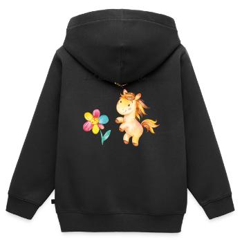 Schulanfang 1.Klasse Pferd - Ich bin erste Klasse! - Kinder Premium Organic Zip Hoodie - Schwarz - Hinten - AI Model Kid Male (0cm)