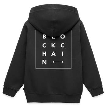 BlockChain-Buchstabenquadrat - Kinder Premium Organic Zip Hoodie - Schwarz - Hinten - AI Model Kid Male (0cm)