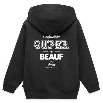L authentique super beauf génial - Sweat Premium à capuche zippé enfant bio - noir - Dos - AI Model Kid Male (0cm)