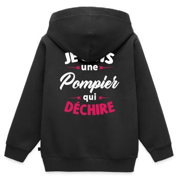 Je Suis Une Pompier Qui Déchire - Sweat Premium à capuche zippé enfant bio - noir - Dos - AI Model Kid Male (0cm)