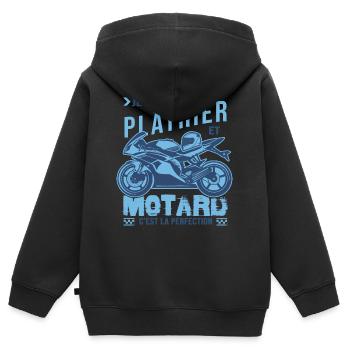 motard parfait plâtrier parfait - Sweat Premium à capuche zippé enfant bio - noir - Dos - AI Model Kid Male (0cm)