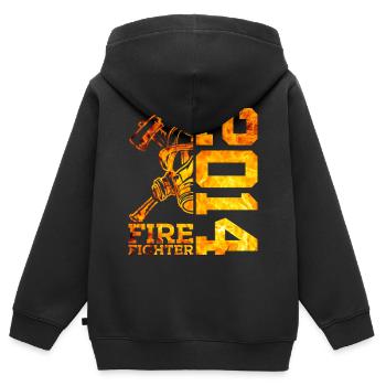12E ANNIVERSAIRE DE LA BRIGADE DES POMPIERS 2014 - Sweat Premium à capuche zippé enfant bio - noir - Dos - AI Model Kid Male (0cm)