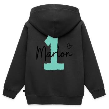 Marlon - Kinder Premium Organic Zip Hoodie - Schwarz - Hinten - AI Model Kid Male (0cm)