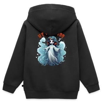 HEY BOO BOO - Kinder Premium Organic Zip Hoodie - Schwarz - Hinten - AI Model Kid Male (0cm)