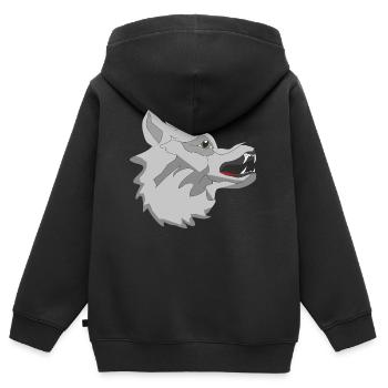 Wolf - Kinder Premium Organic Zip Hoodie - Schwarz - Hinten - AI Model Kid Male (0cm)