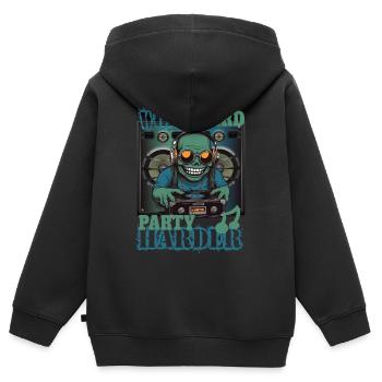 Arbeite Hart Party Härter - Kinder Premium Organic Zip Hoodie - Schwarz - Hinten - AI Model Kid Male (0cm)
