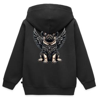 Ange carlin mignon avec baroque et gothique - Sweat Premium à capuche zippé enfant bio - noir - Dos - AI Model Kid Male (0cm)