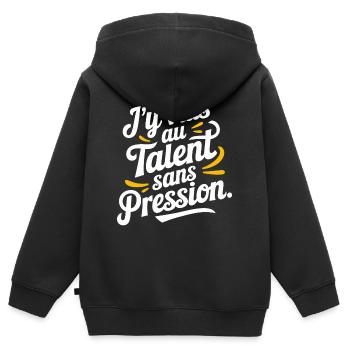 J'y vais au talent sans pression - Sweat Premium à capuche zippé enfant bio - noir - Dos - AI Model Kid Male (0cm)