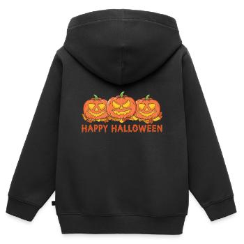 Halloween Kürbis - Kinder Premium Organic Zip Hoodie - Schwarz - Hinten - AI Model Kid Male (0cm)